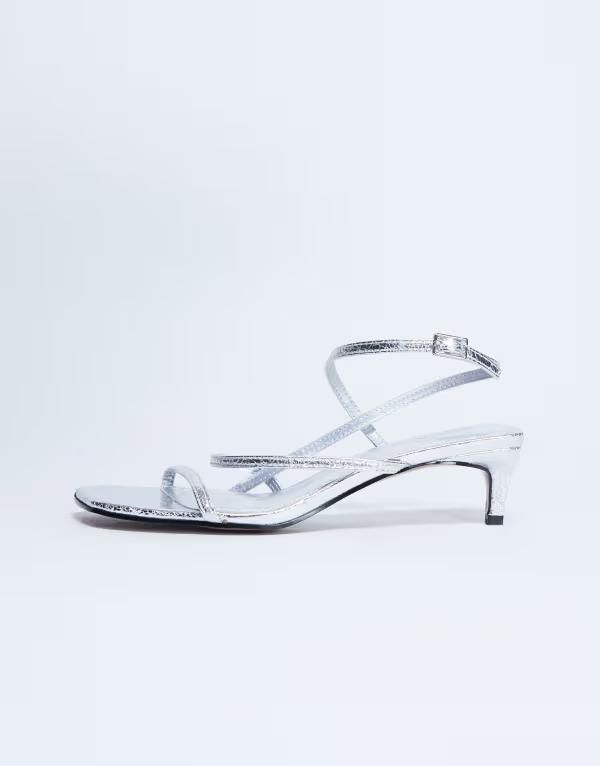 トップショップ レディース シューズ サンダル ミニ ヒール Topshop Fall minimal mid heel sandals SILVER シルバー
