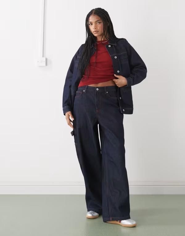 コルージョン レディース ボトムス デニムパンツ ジーンズ COLLUSION carpenter mid rise jeans in rinse part of a set Rinse