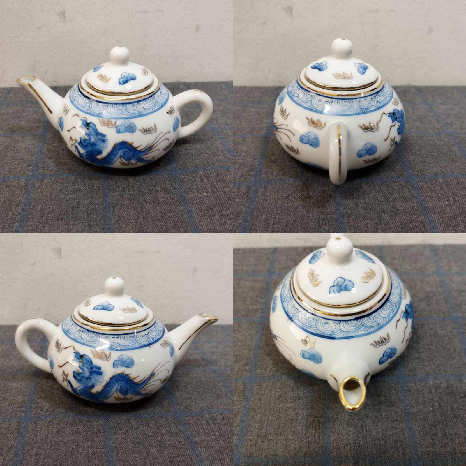 レトロ】中国茶器セット ミニティーセット カップ 急須 皿 ☆L2223