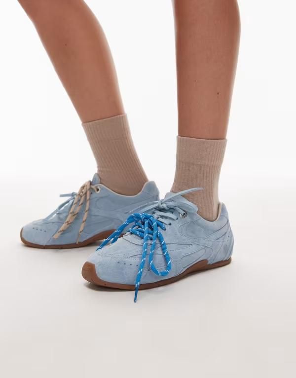 ブロンクス レディース シューズ スニーカー スエード レース Bronx Myraa lace up sneakers in baby blue suede BLUE ブルー