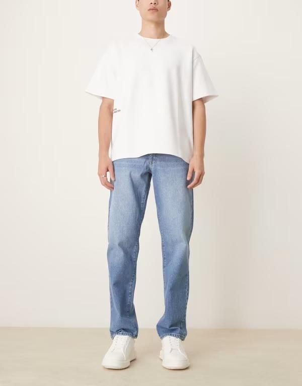 エイソス メンズ ボトムス デニムパンツ ストレート ジーンズ ASOS DESIGN straight leg jeans in light wash LIGHT WASH BLUE ブルー