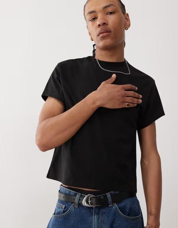 リクレイム ヴィンテージ メンズ トップス Tシャツ Reclaimed Vintage slim crop boxy Tshirt Black ブラック 8,036円