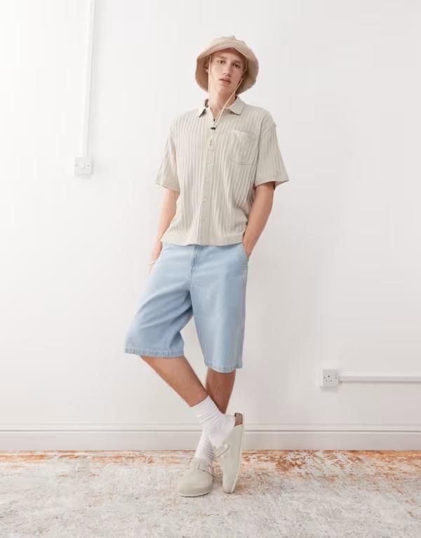 ウィークデイ メンズ トップス シャツ リブ ジャージー Weekday jersey ribbed shirt Beige ベージュ