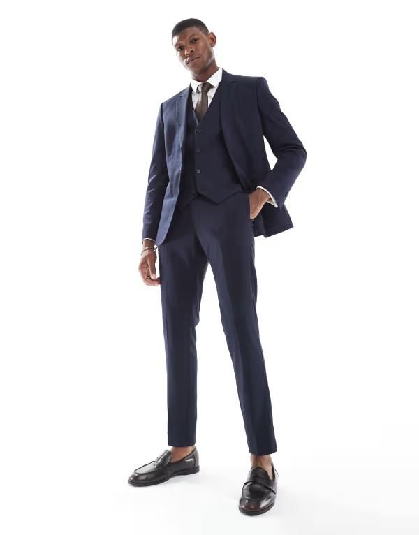 エイソス メンズ ボトムス カジュアルパンツ ASOS DESIGN skinny suit pants NAVY ネイビー