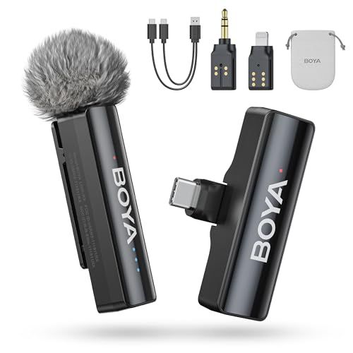 BOYALINK 2 A1 ワイヤレスマイク ピンマイク android/iphone/カメラ/PCに対応 2段階ノイズキャンセリング 300m伝送距離 48kHz/24bit 高感度マイク 6段階ゲイン調整 クリップ式スマホ マイク プラグ＆プレイ Ligh