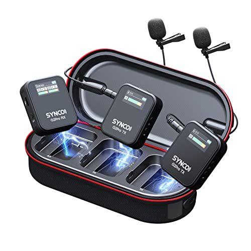 ワイヤレスマイク, SYNCO G2A2PRO 充電ケース持ち iPhone/Android/パソコン/アクションカメラ/一眼レフカメラ対応 音量調整 ノイズキャンセリング機能 3つモード 小型軽量 持ち運び便利 長時間使用可能, ピンマイク-ワイヤレス-外付