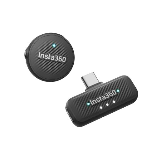 Insta360 Mic Air (1 TX + 1 RX) ピンマイク ワイヤレスマイク ノイズキャンセリング搭載 超軽量 10時間使用 到達範囲300m、USB-C iPhone/Android/スマホ/PC/Mac用 外付けマイク ライブ配信 Vlog撮