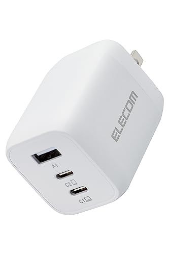 エレコム 充電器 65W USB PD対応 3ポート Type-C USB-A 【 iPhone 16 15 14 iPad Macbook Air ノートPC】 ホワイト EC-AC4465WH