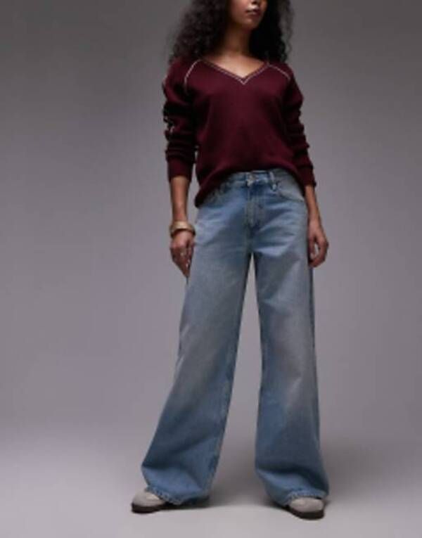 トップショップ レディース ボトムス デニムパンツ ワイドレッグ ジーンズ Topshop Horizon wide leg mid rise jeans in bleach bleach