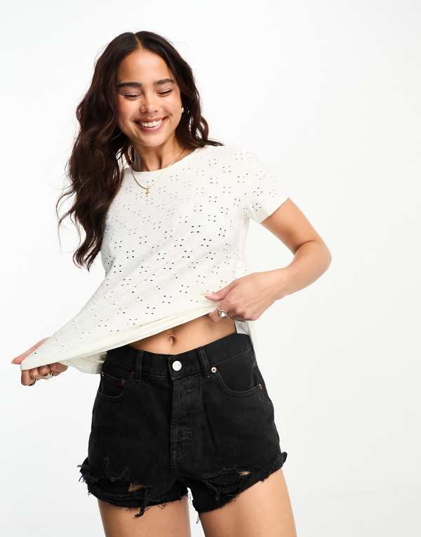 ジェイディーワイ レディース トップス Tシャツ ジャージー JDY jersey broderie Tshirt WHITE ホワイト