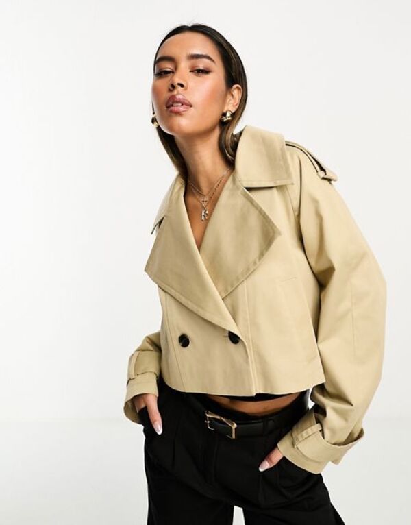 エイソス レディース アウター ジャケット・ブルゾン コート クロップド ASOS DESIGN cropped trench coat in stone Stone ストーン