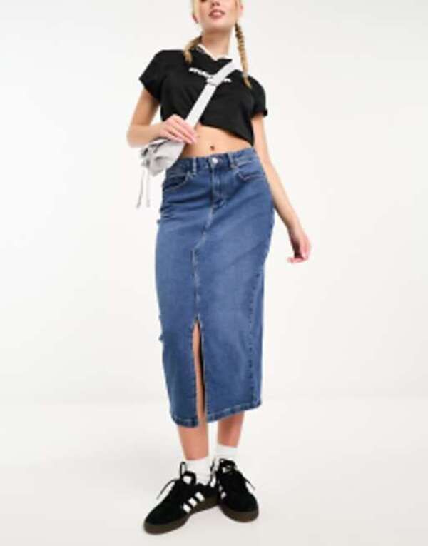 ノイジーメイ レディース ボトムス スカート ミディ デニム Noisy May denim midi skirt in mid MID BLUE ブルー
