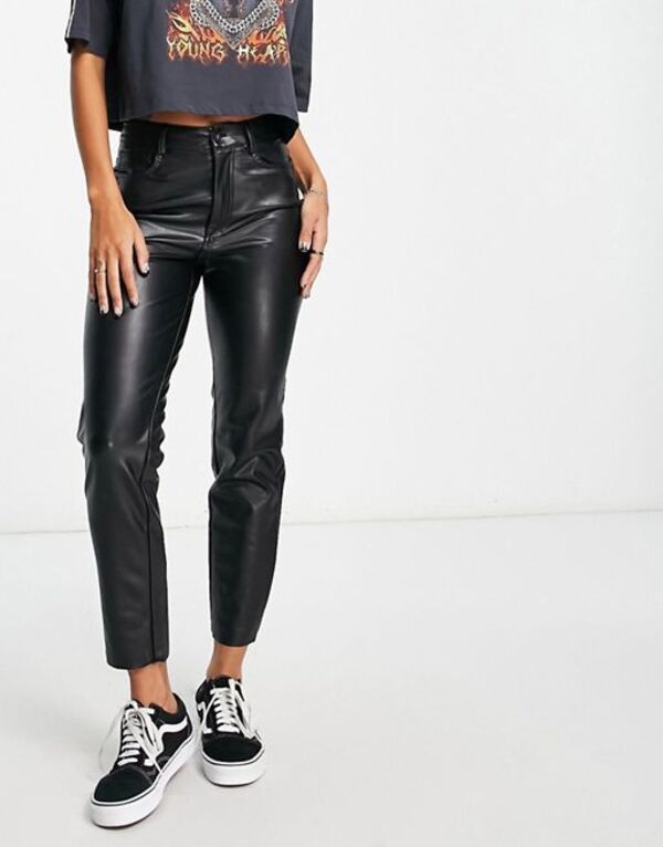 オンリー レディース ボトムス カジュアルパンツ パンツ アンクル レザー フェイクレザー Only Emily faux leather ankle pants Black ブラック