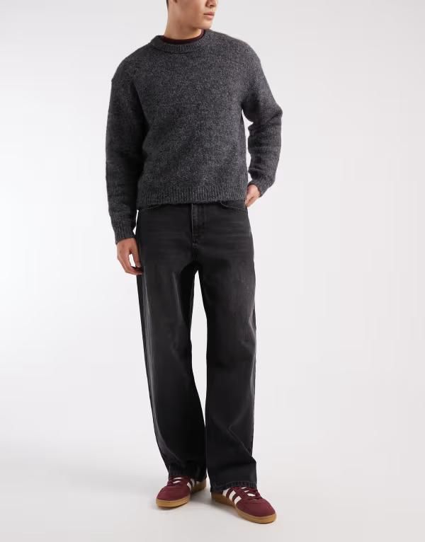 エイソス メンズ ボトムス デニムパンツ ジーンズ ASOS DESIGN baggy jeans in washed BLACK ブラック