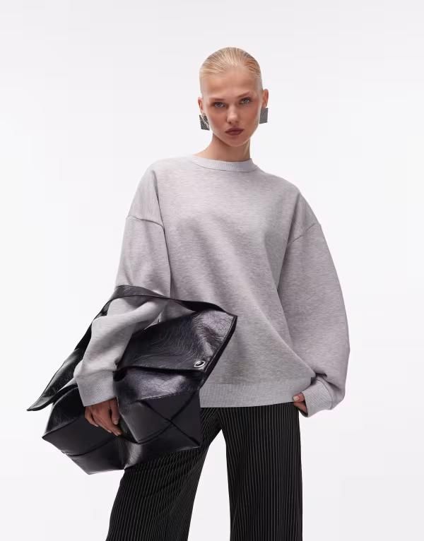 エイソス レディース アウター パーカー・スウェット バルーンスリーブ シャツ ASOS DESIGN heavyweight sweatshirt with balloon sleeve Gray Heather グレー