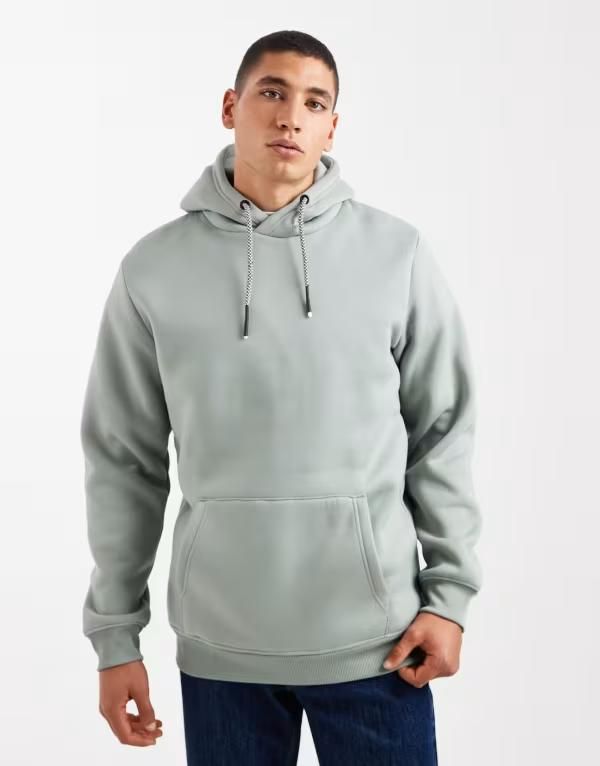 ブレーブソウル メンズ アウター パーカー・スウェット コントラスト Brave Soul hoodie with contrast drawstring in sage GREEN グリーン