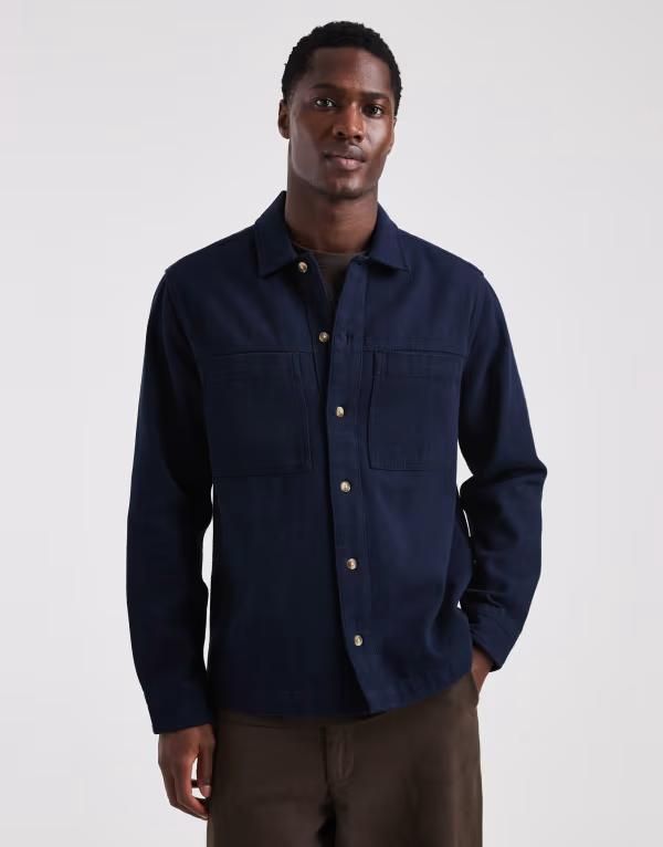 エイソス メンズ トップス シャツ ASOS DESIGN heavyweightwill overshirt NAVY ネイビー