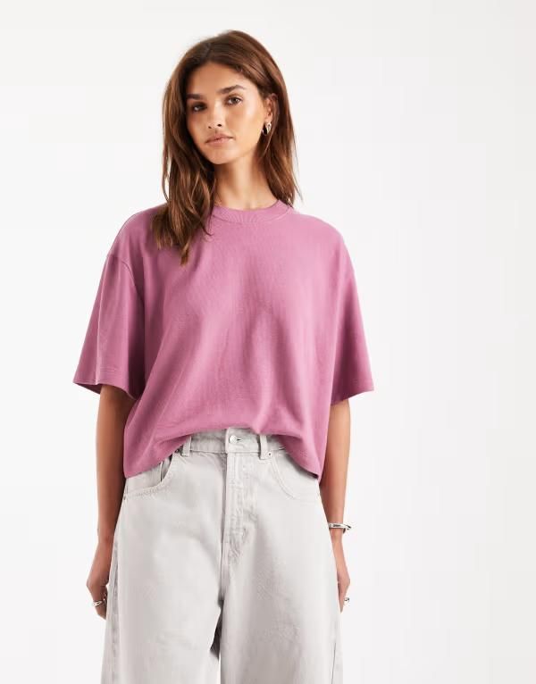 エイソス レディース トップス Tシャツ ジャージー ASOS DESIGN textured jersey boxy crop Tshirt in washed pink ピンク