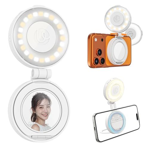 Ulanzi 新型 リングライト 自撮りライト MagSafe対応 スマホスタンドとして 撮影用ライト LEDライト メイクアップミラー付き 3色モード 色温度調節2500～8500K 180°折り畳み 360°回転 高輝度 24個LED搭載 cdd44924