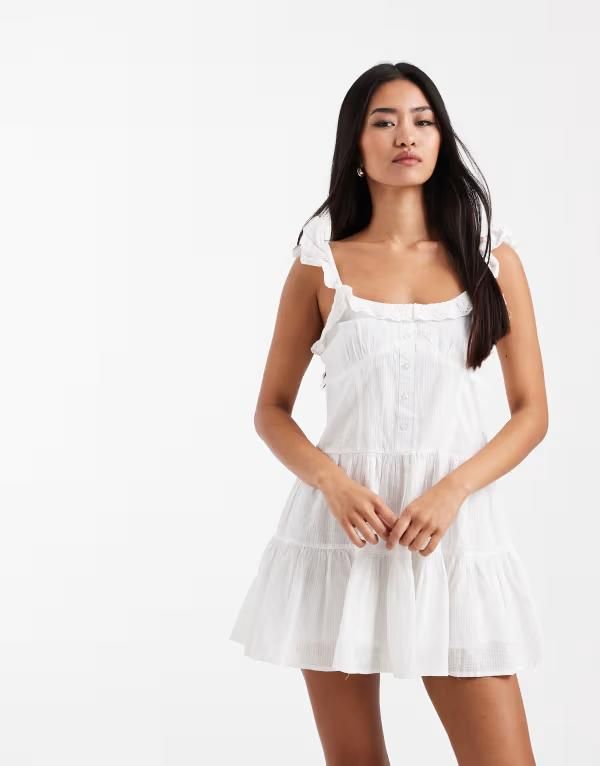 コットンオン レディース トップス ワンピース ミニ Cotton boho mini dress WHITE ホワイト