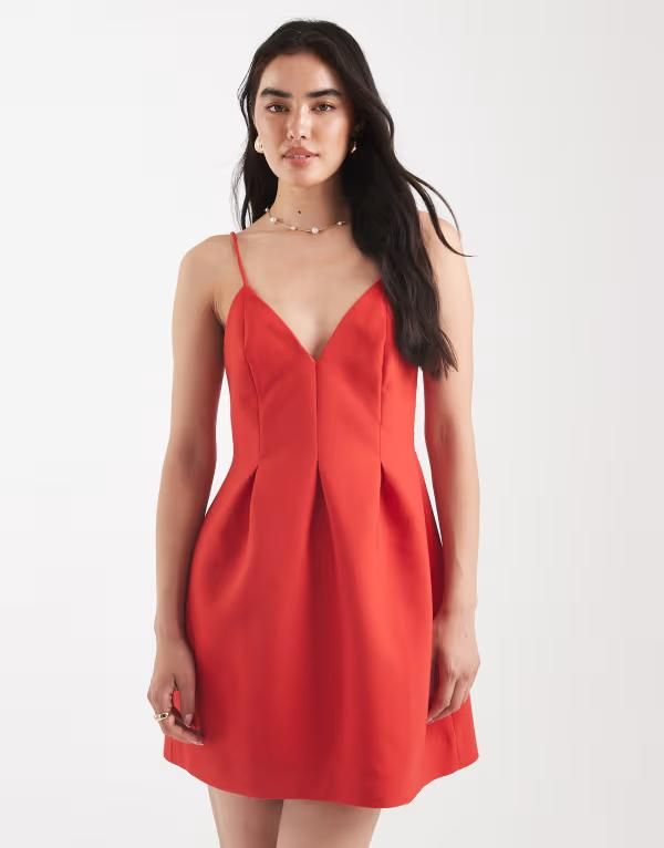 エイソス レディース トップス ワンピース ミニワンピース ミニ ASOS DESIGN strappy molded mini dress Red レッド 8,610円