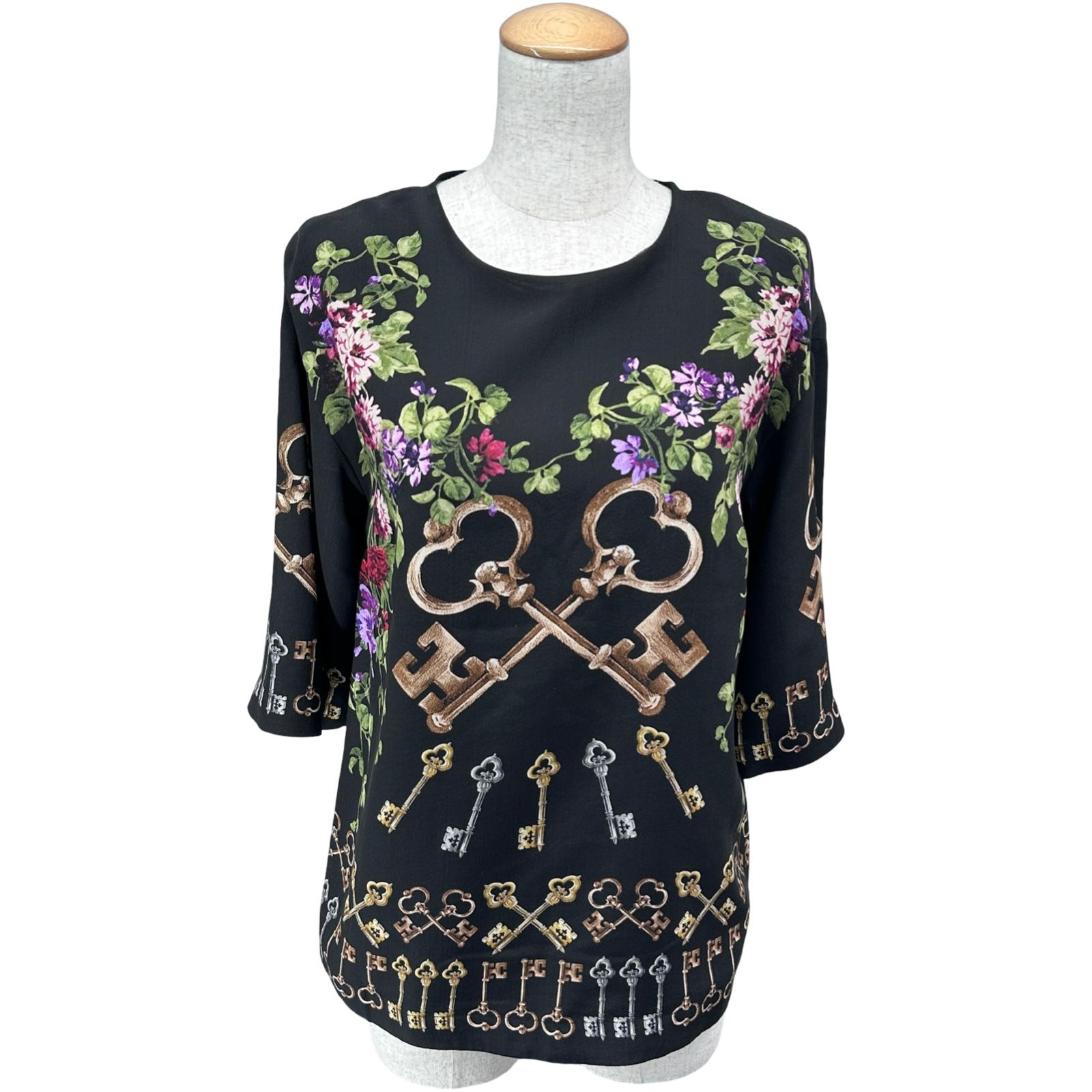 ドルチェ＆ガッバーナ Dolce & Gabbana 総柄シルクトップス F8G56T ブラック シルク レディース その他トップス