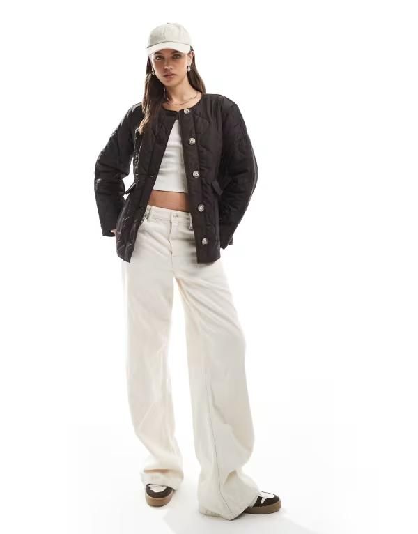 ヴェロモーダ レディース アウター ジャケット・ブルゾン キルティング Vero Moda onion quilted short jacket with pockets in chocolate torte チョコレート