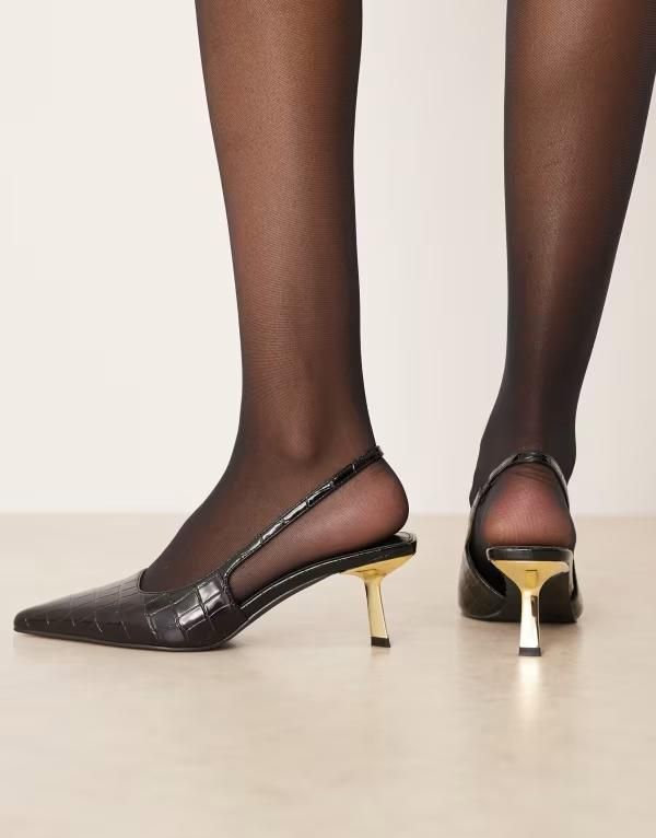 レイド レディース シューズ ヒール RAID Laura kitten heel slingback shoes patent BLACK PATENT ブラック