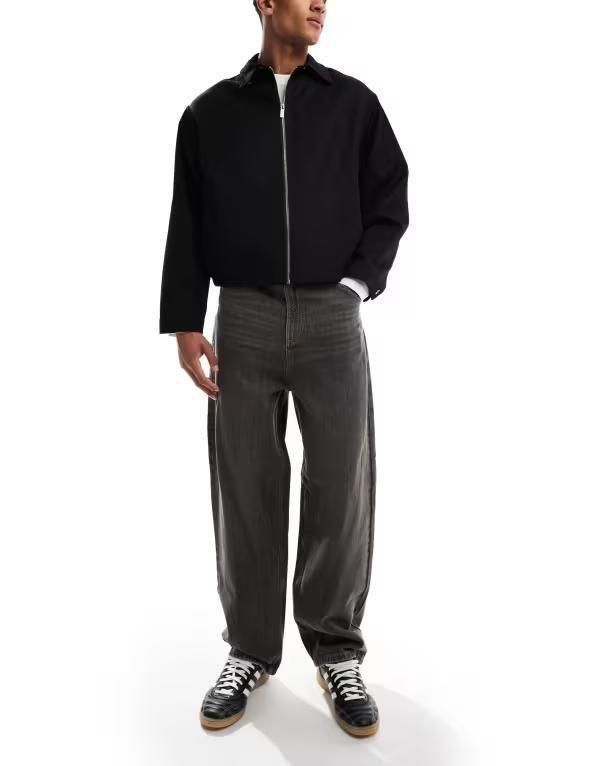コルージョン メンズ ボトムス デニムパンツ ジーンズ COLLUSION X001 antifit jeans with seam detailing in dirty charcoal washed Charcoal チャコール