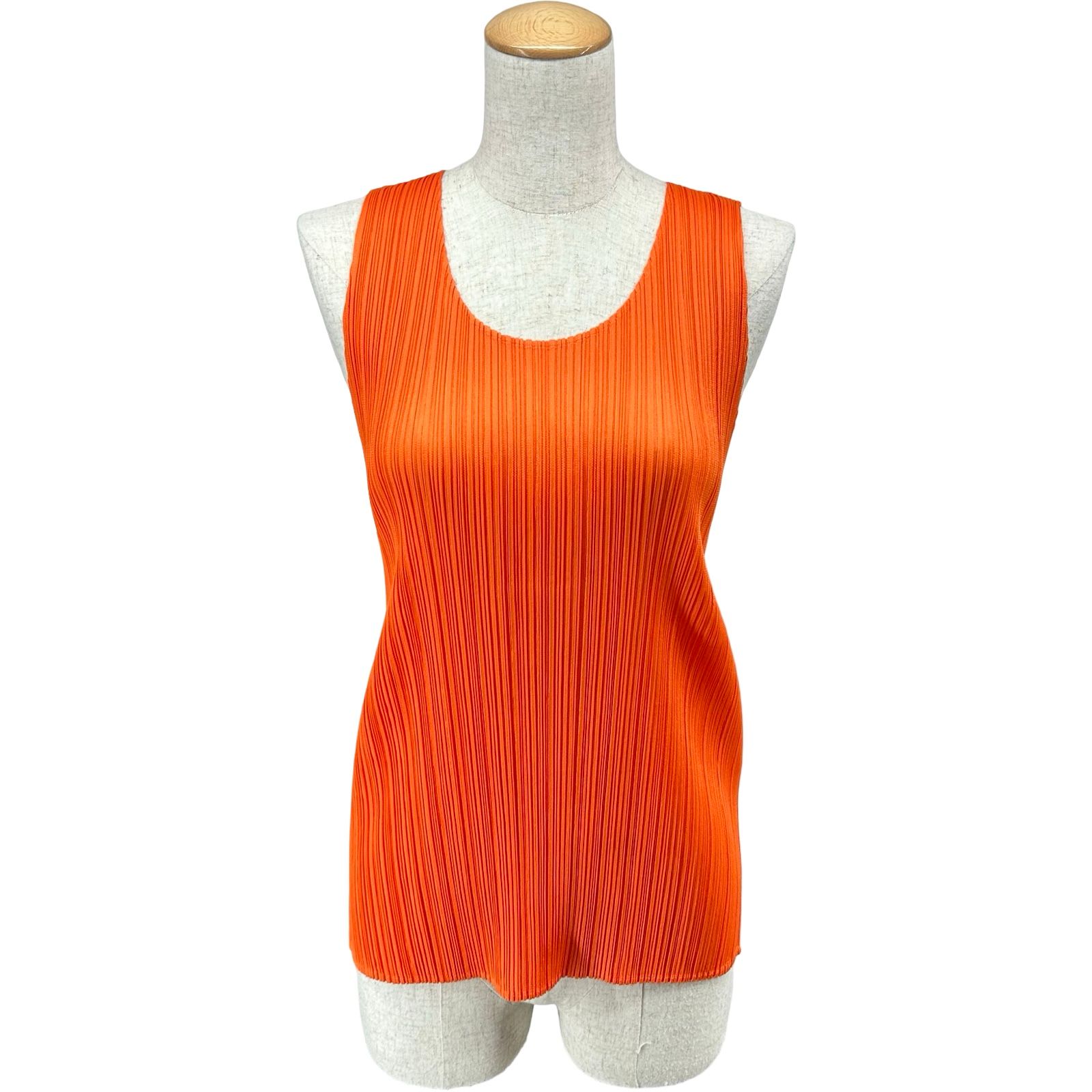 PLEATS PLEASE ISSEY MIYAKE プリーツトップス オレンジ ポリエステル