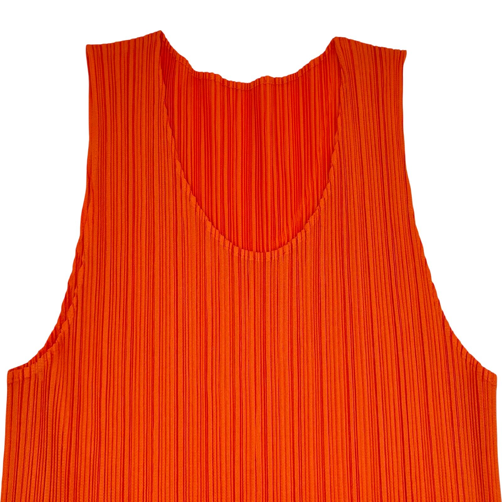 PLEATS PLEASE ISSEY MIYAKE プリーツトップス オレンジ ポリエステル