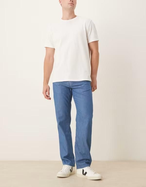 エイソス メンズ ボトムス デニムパンツ パンツ ASOS DESIGN straight fit pants in chambray BLUE ブルー