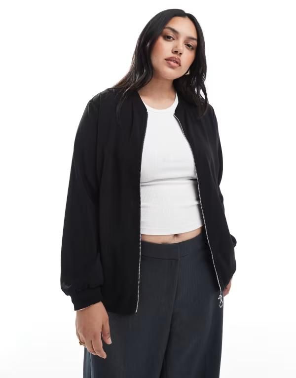 ヴェロモーダ レディース アウター ジャケット・ブルゾン ジャケット Vero Moda Curve oversized bomber jacket Black ブラック