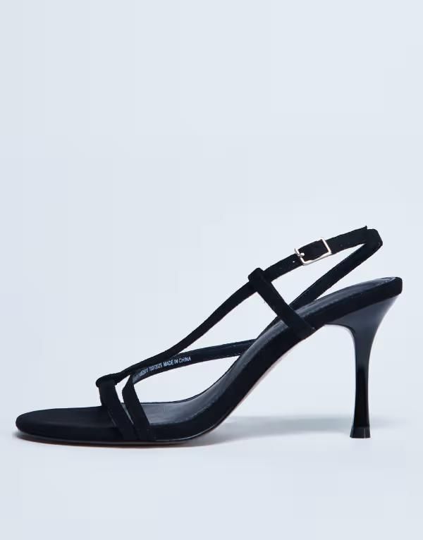 トップショップ レディース シューズ サンダル スエード ヒール Topshop Felicity strappy higheel sandals faux suede Black ブラック