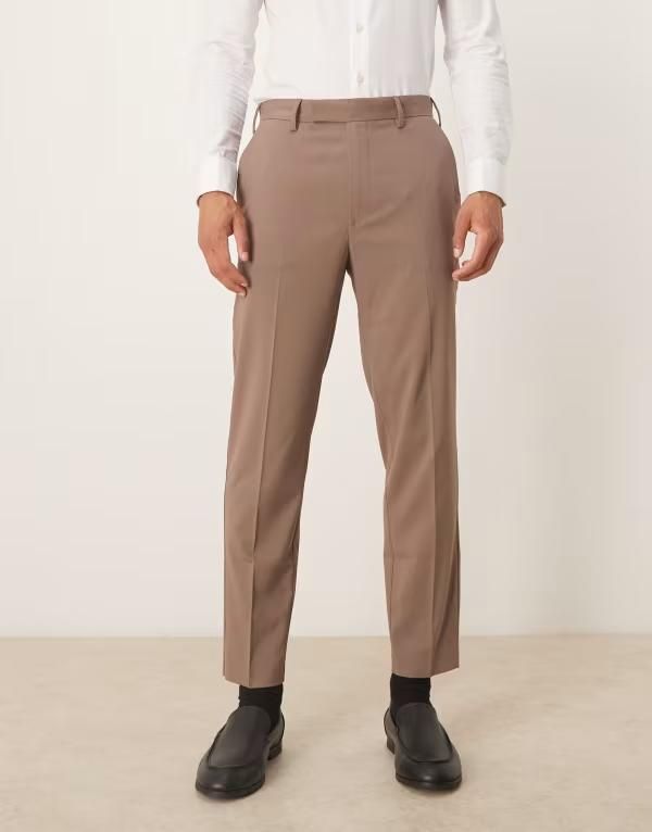 エイソス メンズ ボトムス カジュアルパンツ ASOS DESIGN smartapered pants BROWN ブラウン