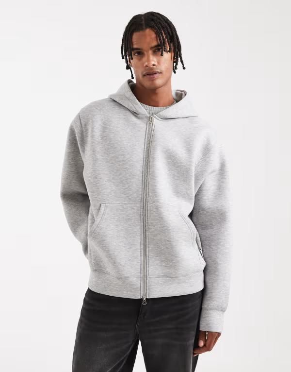 ジャック アンド ジョーンズ メンズ アウター パーカー・スウェット スキューバ パーカー Jack Jones oversized scuba hoodie with double zipper heather Light Gray Melange グレー