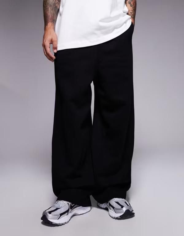 エイソス メンズ ボトムス カジュアルパンツ パンツ スウェットパンツ ASOS DESIGN premium heavyweight oversized balloon sweatpants in 400 gsm Black ブラック