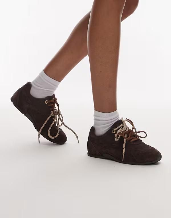 ブロンクス レディース シューズ スニーカー スエード レース Bronx Myraa lace up sneakers in chocolate suede Chocolate チョコレート