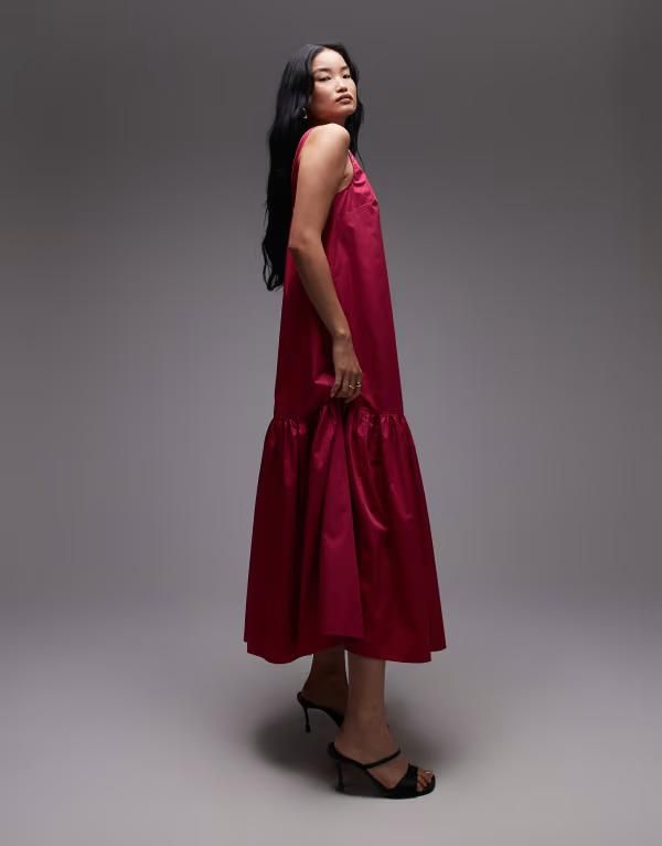 アンドアザーストーリーズ レディース トップス ワンピース マキシ Other Stories maxi dress with drop waist and low back PINK ピンク