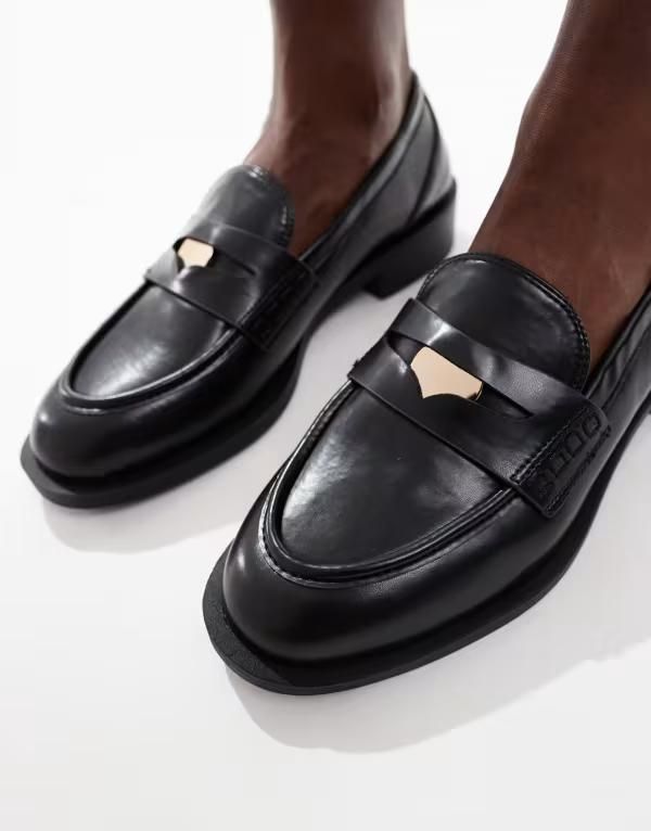 レイド レディース シューズ スリッポン・ローファー ローファー RAID Nonnie penny loafers BLACK PU ブラック