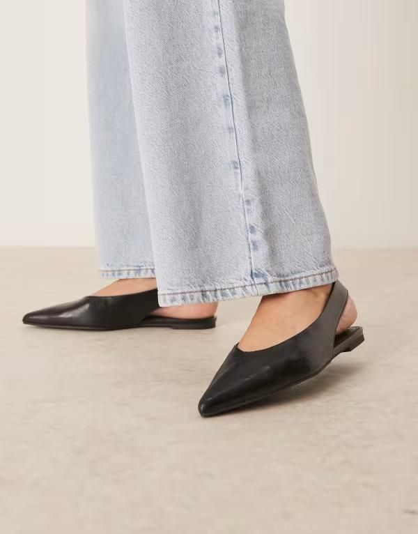 エイソス レディース シューズ パンプス ASOS DESIGN Linford slingback ballet flats BLACK PU ブラック