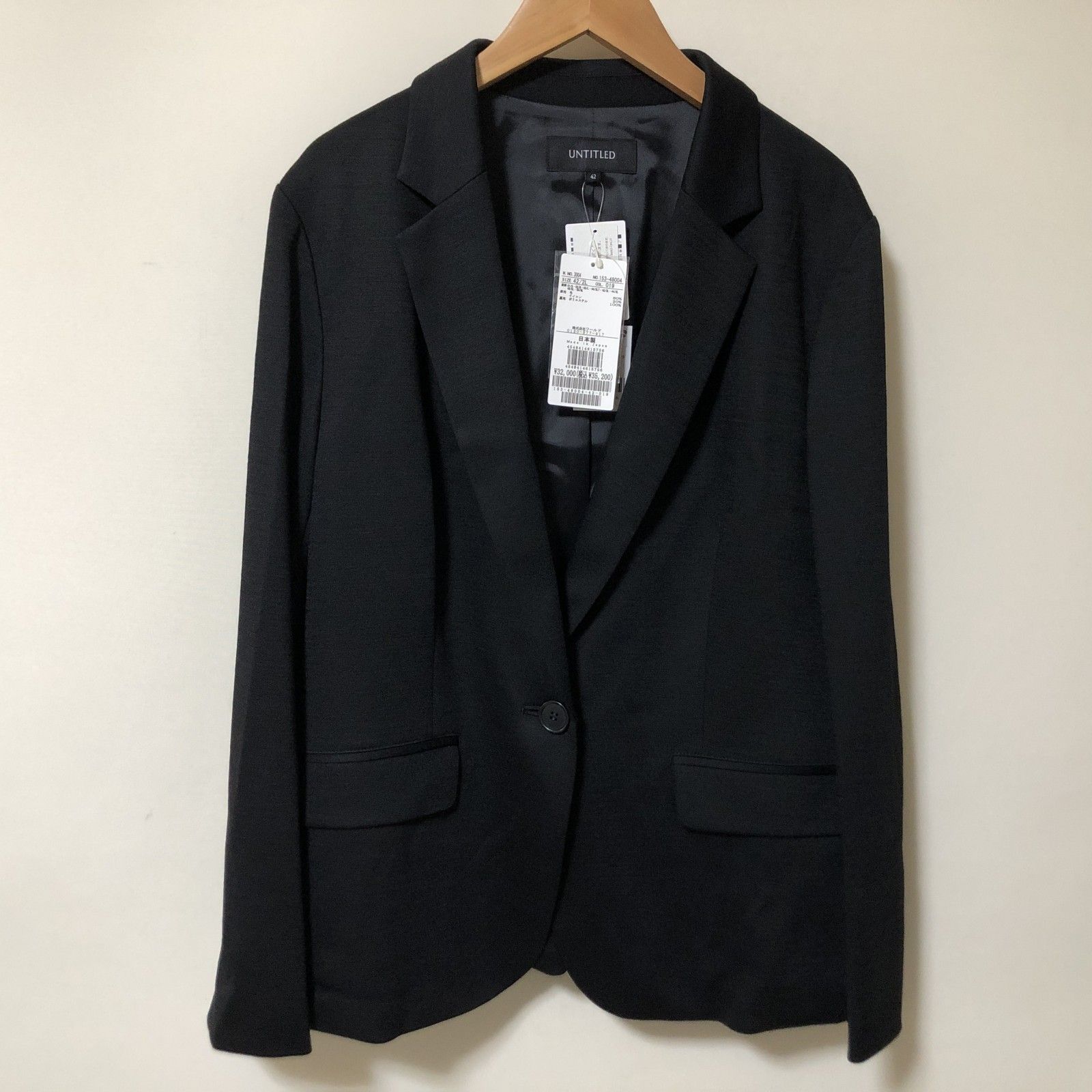 E509　新品　UNTITLED　アンタイトル　ブラック　ジャケット　42　2L 　黒　定価35,200円