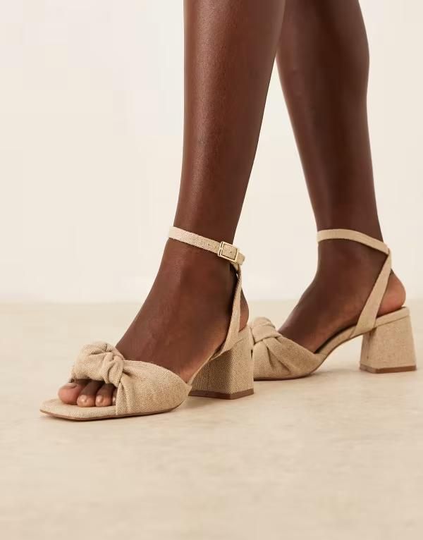 エイソス レディース シューズ サンダル ヒール ASOS DESIGN Wide Fit Hansel knotted mid heeled sandals inatural fabricationatural fabrication