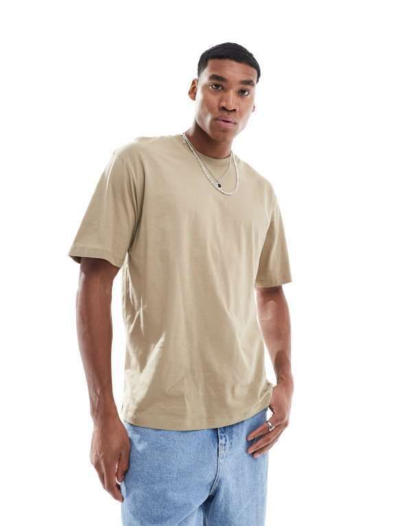 ジャック アンド ジョーンズ メンズ トップス Tシャツ Jack Jones oversized tshirt Coriander ベージュ