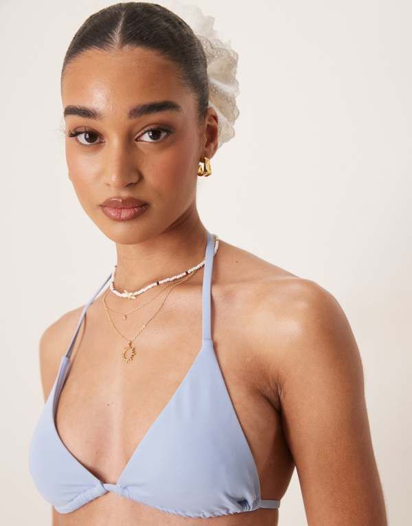 エイソス レディース 水着 トップのみ ASOS DESIGN Maya mix match tie back triangle bikini top Blue ブルー