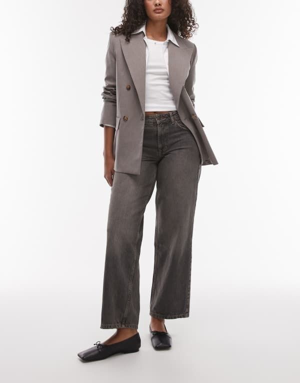 トップショップ レディース ボトムス デニムパンツ ヴィンテージ ローライズ ジーンズ Topshop Hourglass Cinch low rise jeans in dark vintage dark gray グレー