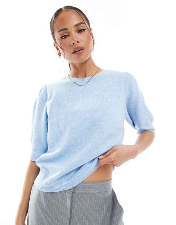 オンリー レディース アウター ニット・セーター セーター ニット ONLY 34 sleeve knit sweater in light LIGHT BLUE ブルー