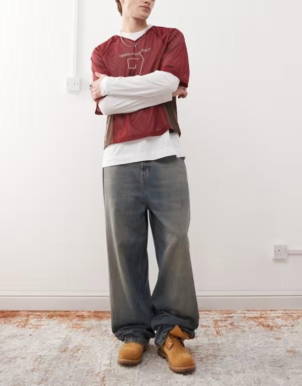 コルージョン メンズ ボトムス デニムパンツ ジーンズ COLLUSION X001 antifit jeans in stonewash
