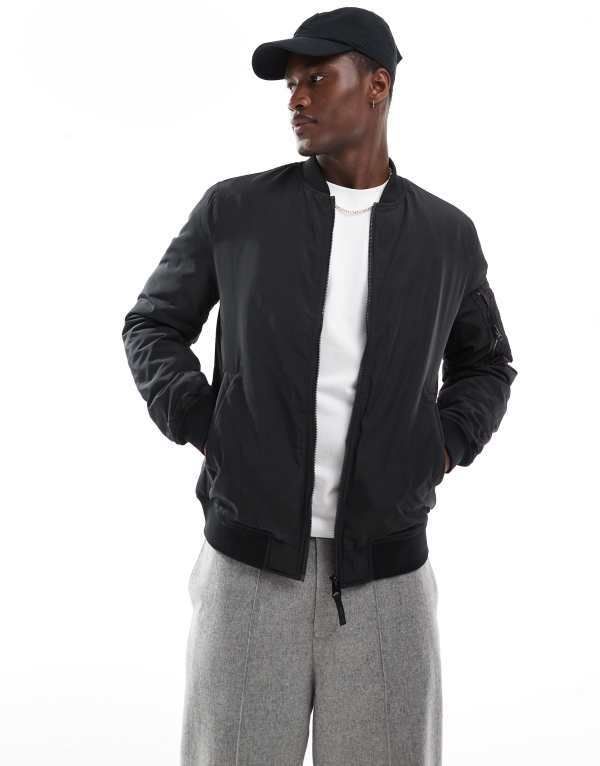 オンリーアンドサンズ メンズ アウター ジャケット・ブルゾン フルジップ ジャケット ONLY SONS zip through bomber jacket Black ブラック