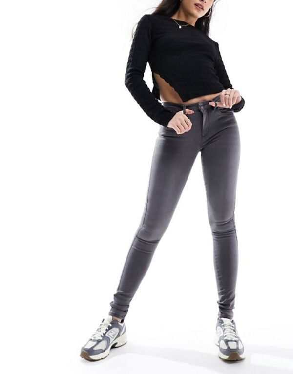オンリー レディース ボトムス デニムパンツ デニム ジーンズ ONLY Royal regular waist skinny jeans denim Dark gray denim グレー